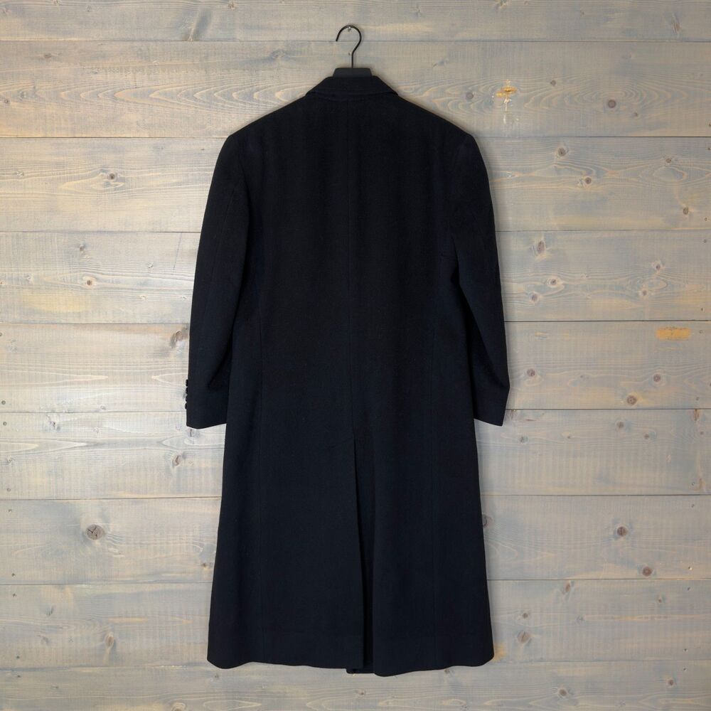Vintage Jacob Siegel Black Wool Flannel Long Black Coat Sz Missy 12 - Picture 6 of 6